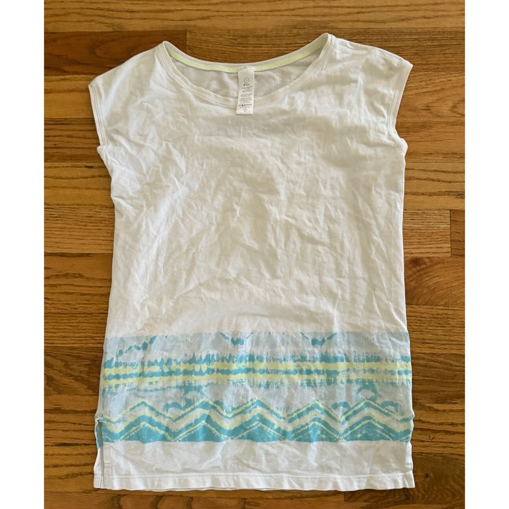 Ivivva Shirt Tee Cap Hemmed Sleeve ~ Sz 7~ Ivory Boxy Side Split Athletic Flowy